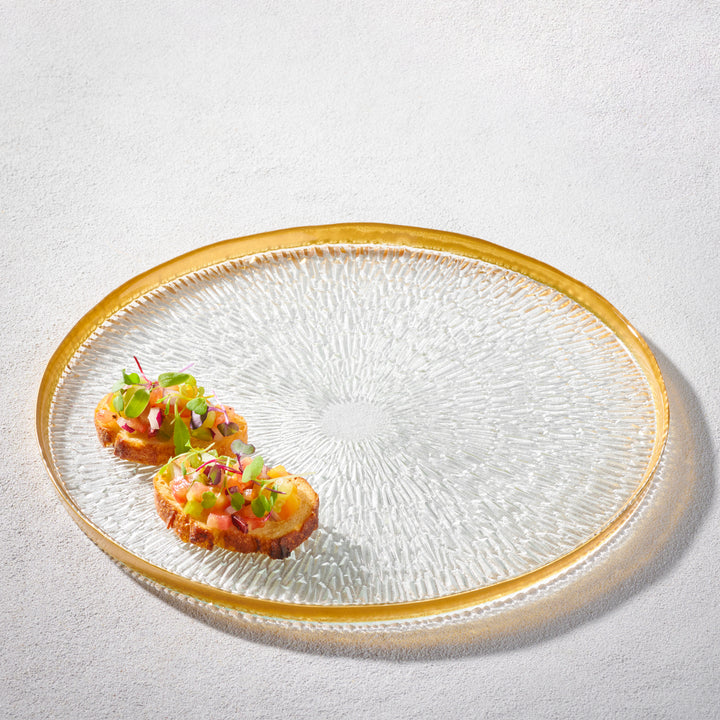 Domo, Textured Glass Charger with Colored Lip