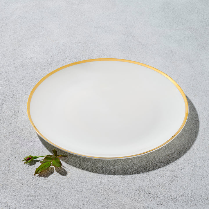 Vintage, White Charger with Gold Rim
