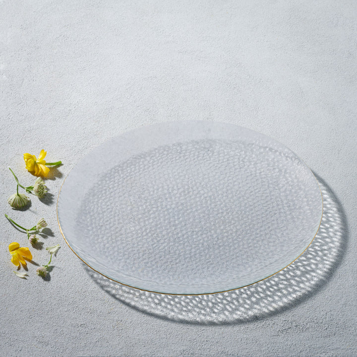 Vine, Hammered Glass Charger with Gold Rim