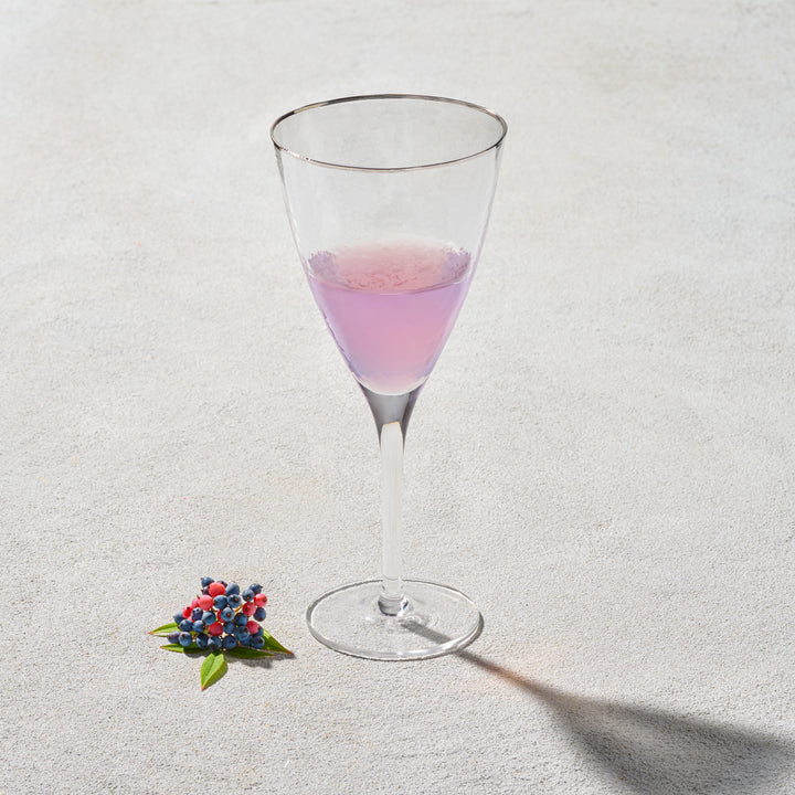 Hammered, Water Glass with Gold Rim
