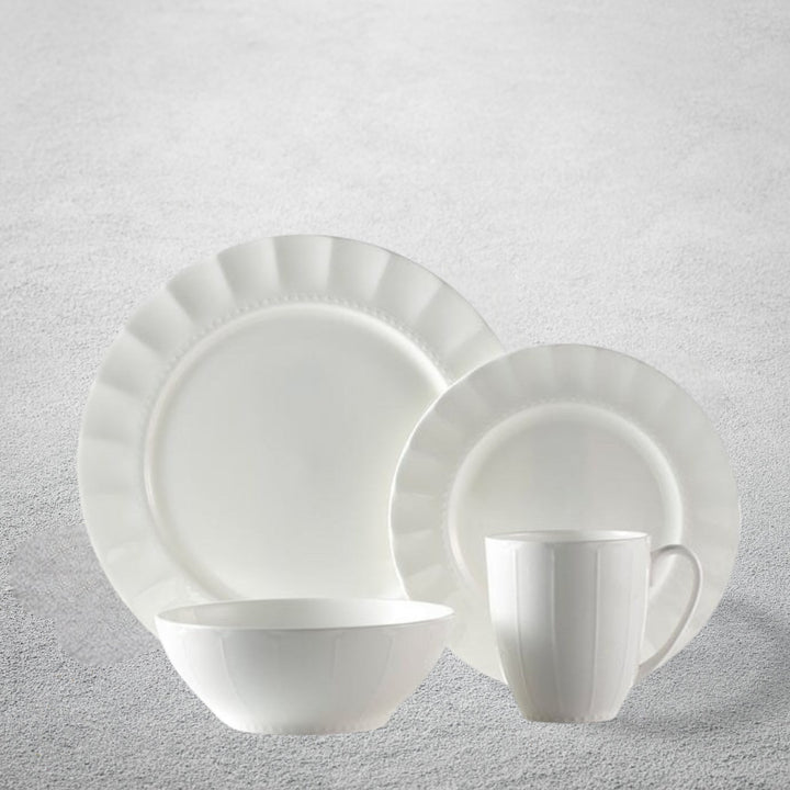 Symphony, 16 Pc Dinnerware Set, Classic Ribbed Rim
