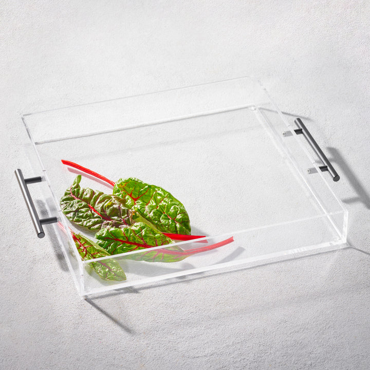 Grace, Acrylic Square Tray with Handles, 14